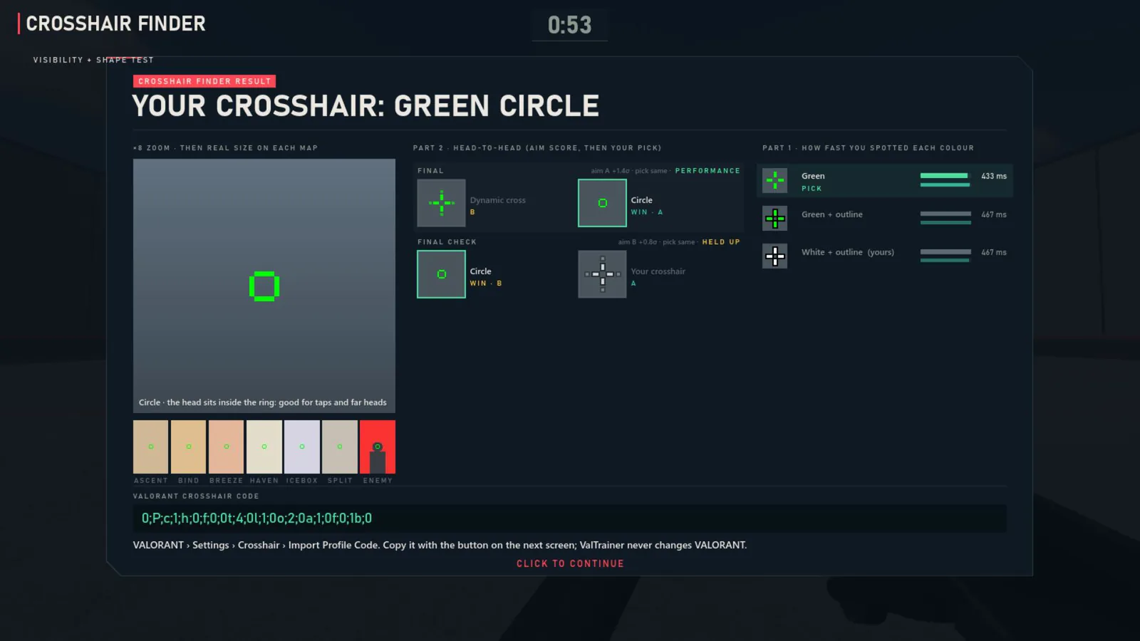 Crosshair Finder: a bracket of crosshair shapes decided by your aim.